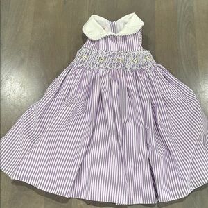 Marmellata Classics Lavender Striped Dress with White Collar